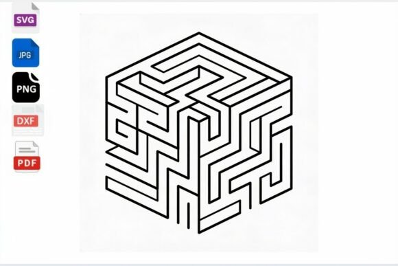 3D Cube Maze SVG Design for Graphics and Crafts