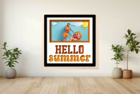Hello Summer Photo Frame Shadow Graphics in Crafts