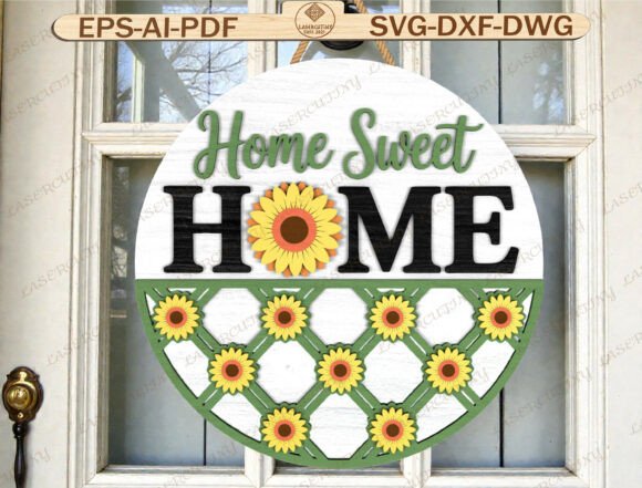 Home Sunflower Door Hanger Laser Cut Graphics and Graphic Templates Review