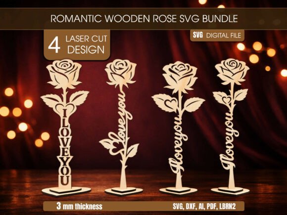 I Love You Rose SVG Laser Cut Files for Valentine S Day Campaigns
