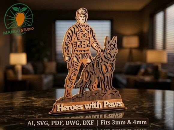 K9 Heroes with Paws Multilayer SVG for Laser Cutting and Other Home Decor