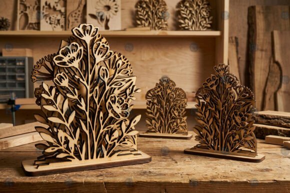 Laser Cut Layered Floral Stand Decor SVG
