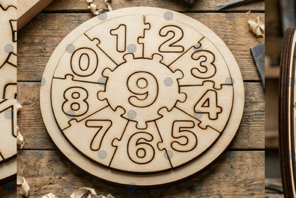 Laser Cut Round Number Puzzle SVG for Laser Cutting and Puzzles