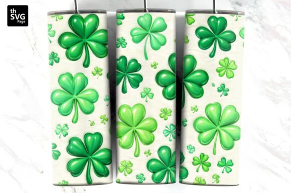 Lucky Shamrock Tumbler Wrap PNG Design for Graphics and Illustrations