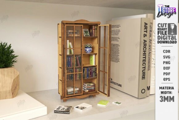 Miniature Bookshelf Design Laser Cut for Home Decor Branding