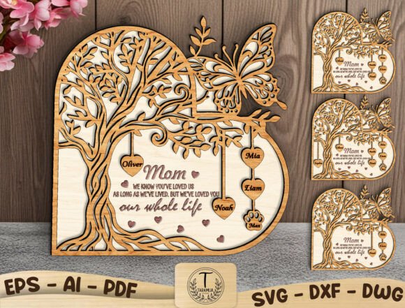 Personalized Family Laser Cut File Svg for Mother S Day
