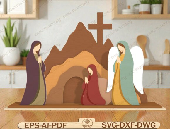 Resurrection Scene Wooden Laser Cut File Graphics Review