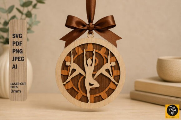 Yoga Laser Cut Christmas Ornament SVG